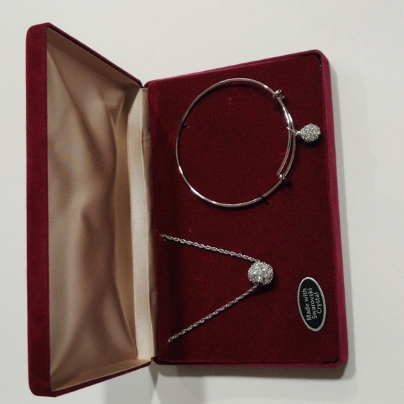 Swarovski Crystal Single Ball Necklace and Bangle Bracelet NWOT - Picture 6 of 7
